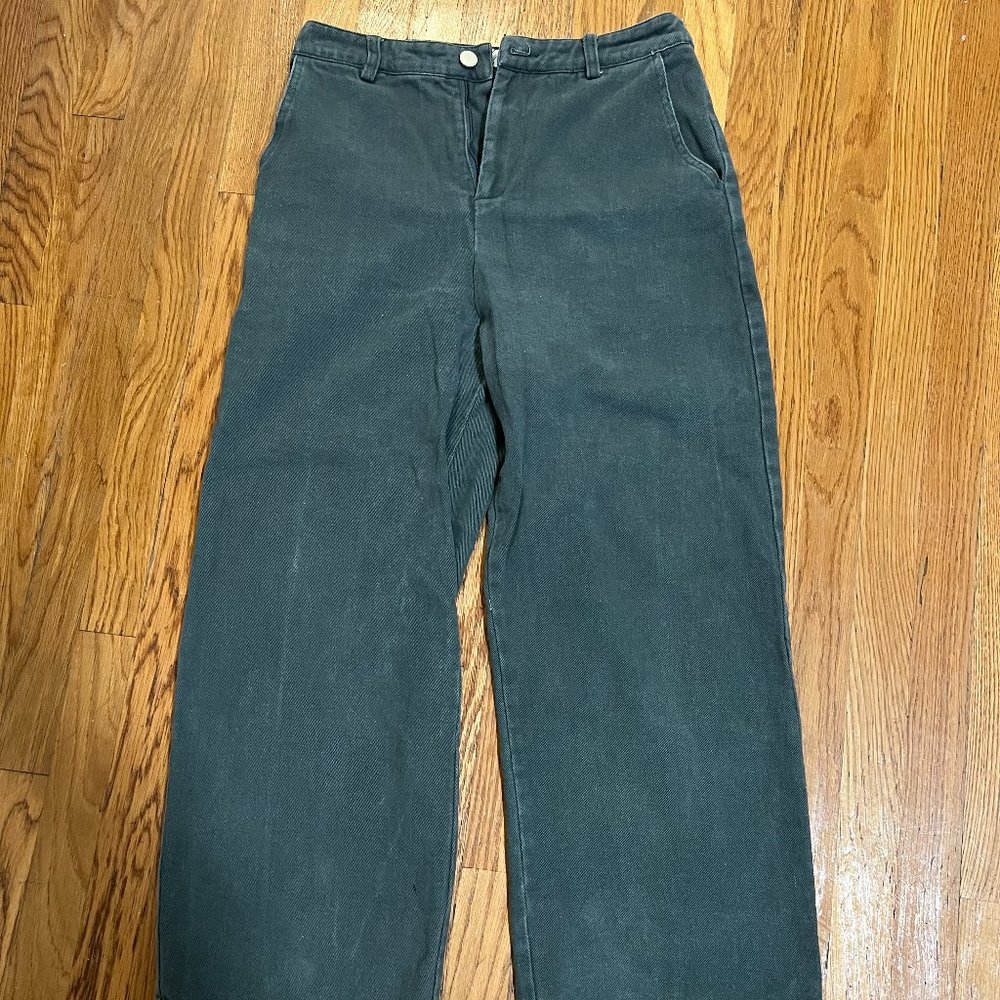 Oak + Fort Wide Leg Jean - Olive Green - Medium